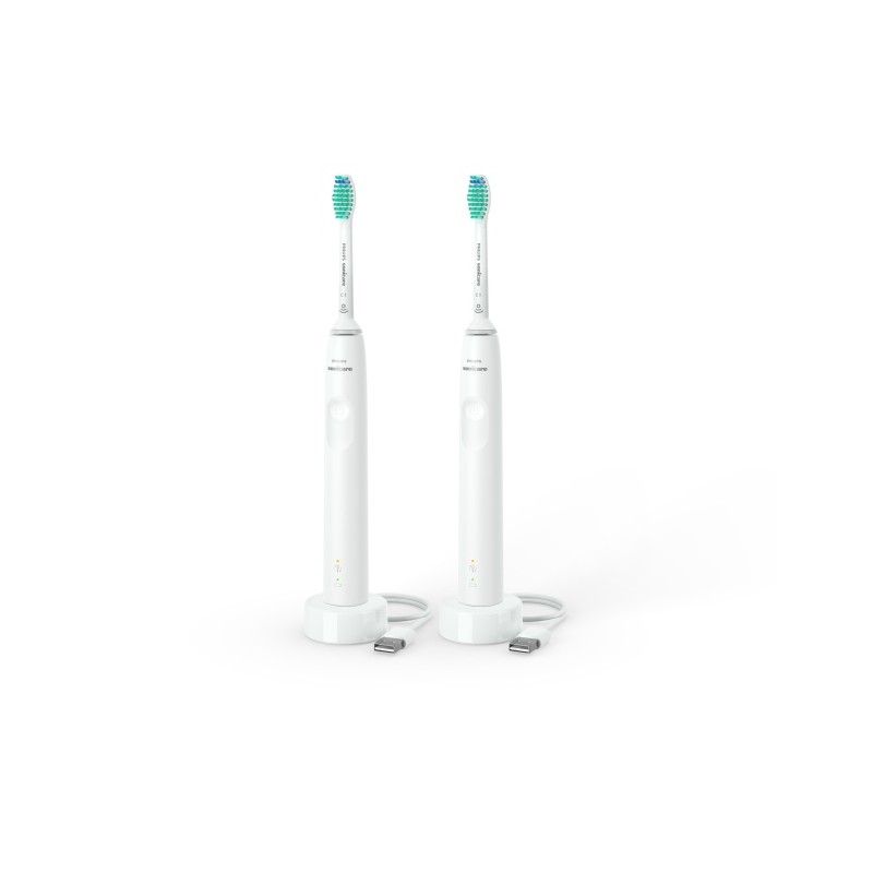 Philips Sonicare 3000 Series HX3675/13 2-pack Elektrinis dantų šepetėlis, Balta