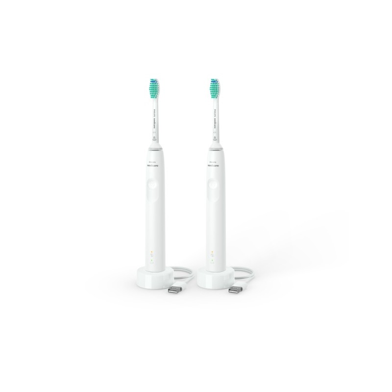 Philips Sonicare 3000 Series HX3675/13 2-pack Elektrinis dantų šepetėlis, Balta