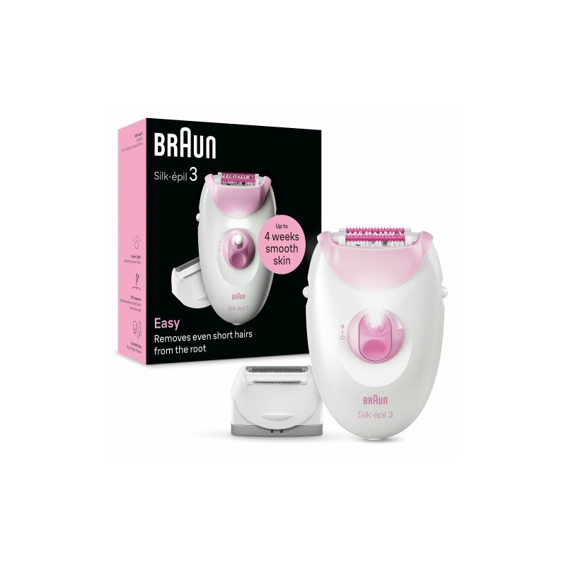 Braun Silk-epil 3 3-031 Epiliatorius, Rausva/Balta