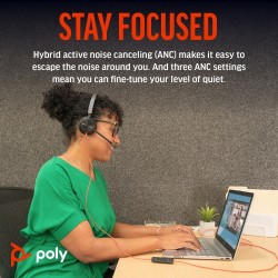 POLY Blackwire 8225 Stereo MS Teams Laidinės ausinės, USB-C/A Adapter, Juoda