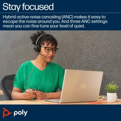 POLY Blackwire 8225 Stereo MS Teams Laidinės ausinės, USB-C/A Adapter, Juoda