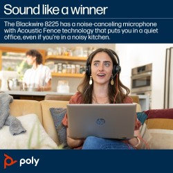 POLY Blackwire 8225 Stereo MS Teams Laidinės ausinės, USB-C/A Adapter, Juoda
