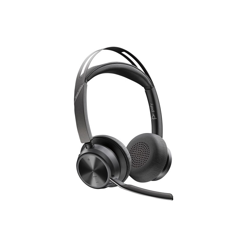 Poly Voyager Focus 2 Belaidės ausinės, Bluetooth, BT700 USB-C Adapter, Charging stand, Juoda