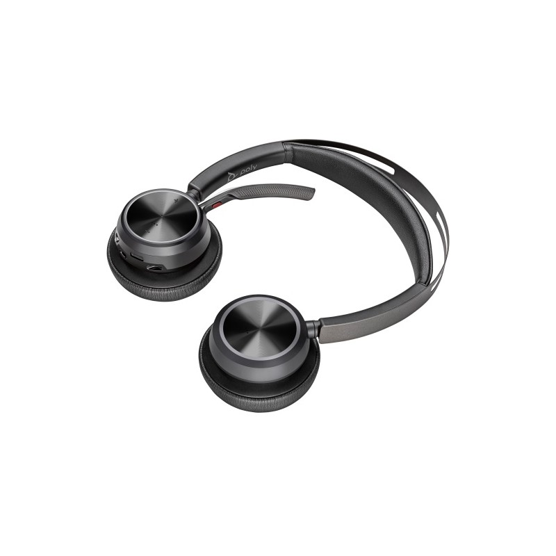Poly Voyager Focus 2 Belaidės ausinės, Bluetooth, BT700 USB-C Adapter, Charging stand, Juoda