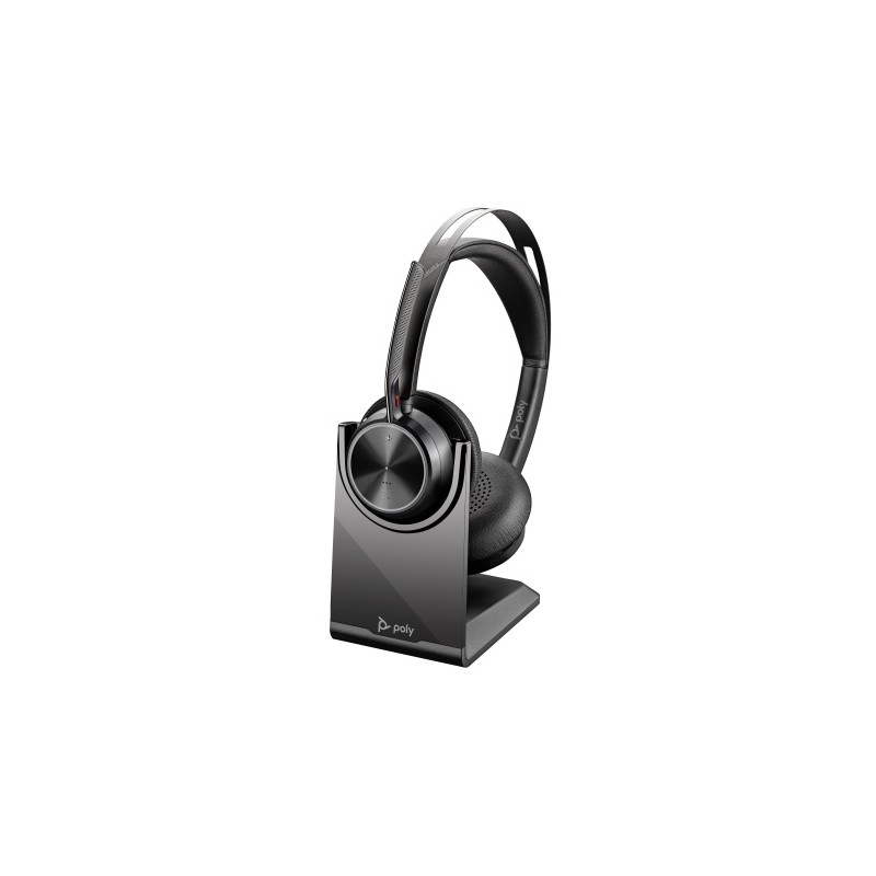 Poly Voyager Focus 2 Belaidės ausinės, Bluetooth, BT700 USB-C Adapter, Charging stand, Juoda