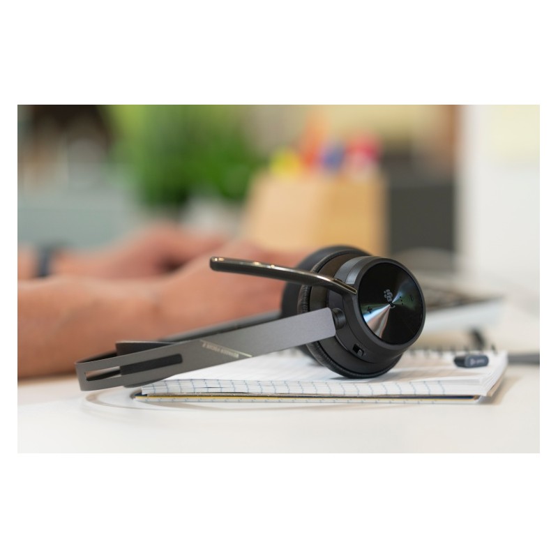 Poly Voyager Focus 2 Belaidės ausinės, Bluetooth, BT700 USB-C Adapter, Charging stand, Juoda