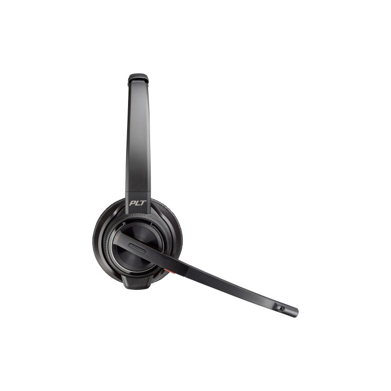 Poly Savi 8220 UC MS Teams DECT Belaidės ausinės, Bluetooth, USB-A/C Adapter, Charging Stand, Juoda