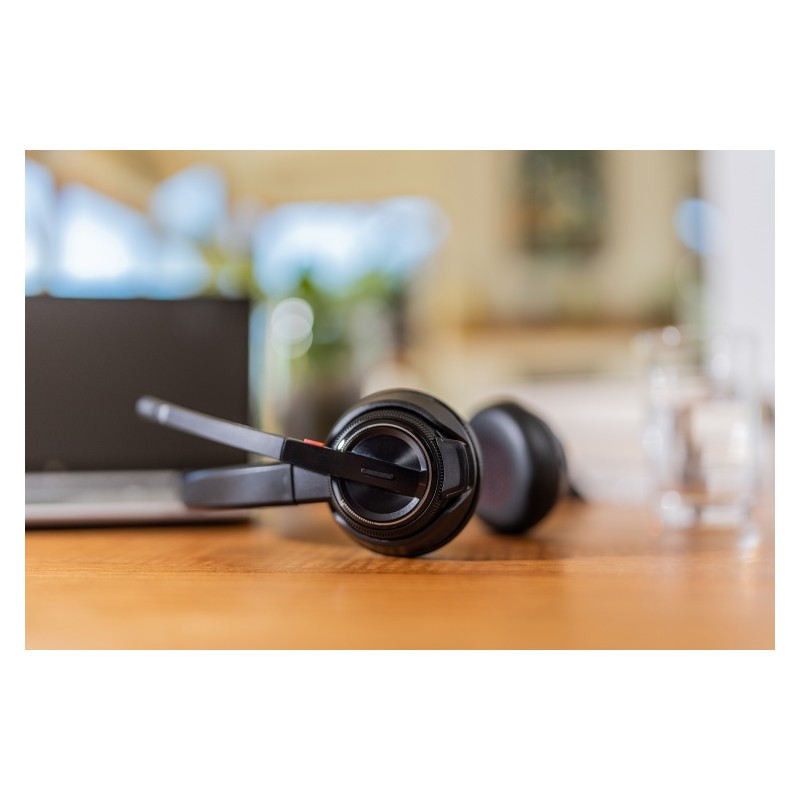Poly Savi 8220 UC MS Teams DECT Belaidės ausinės, Bluetooth, USB-A/C Adapter, Charging Stand, Juoda