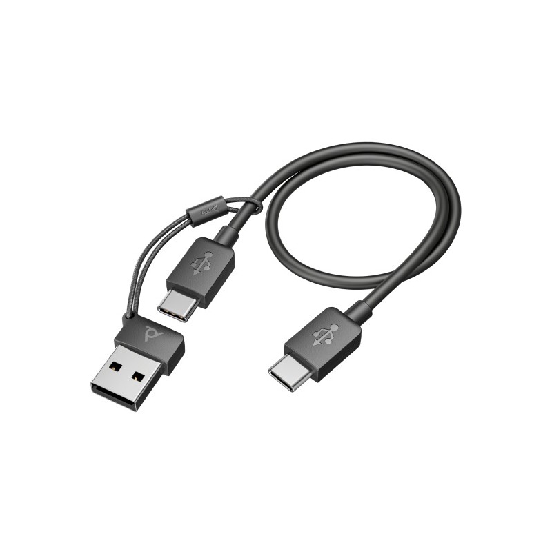 Poly Voyager Focus 2 Belaidės ausinės, Bluetooth, BT700 USB-C Adapter, USB-C/A Adapter, Juoda