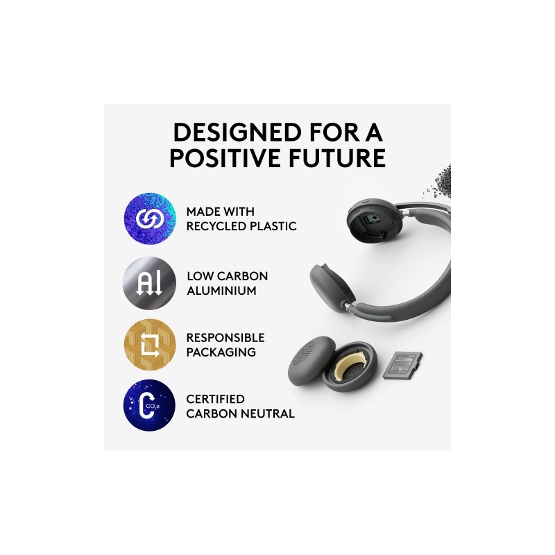 Logitech Zone Wireless 2 UC Belaidės ausinės, USB-C, USB-C Bluetooth receiver, Graphite