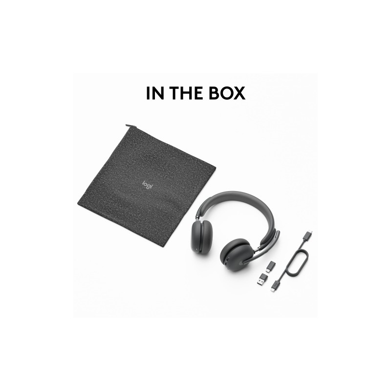 Logitech Zone Wireless 2 UC Belaidės ausinės, USB-C, USB-C Bluetooth receiver, Graphite