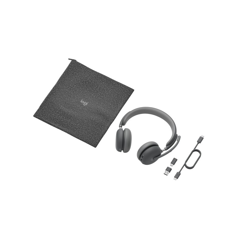 Logitech Zone Wireless 2 UC Belaidės ausinės, USB-C, USB-C Bluetooth receiver, Graphite