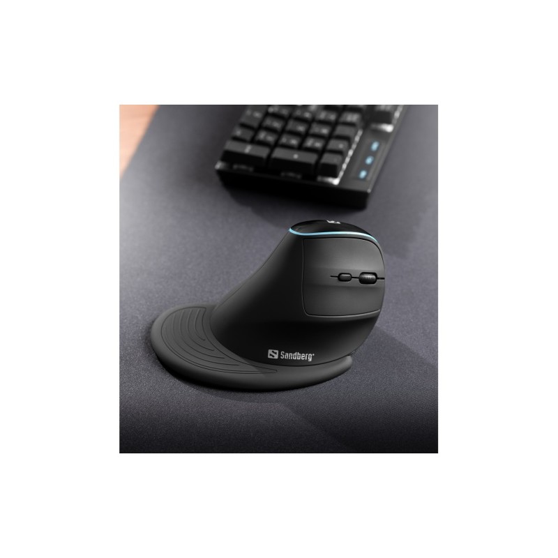 Sandberg Pro 630-13 Belaidė vertikali pelė RF Wireless, 3400 DPI, LED light, Juoda