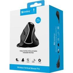 Sandberg Pro 630-13 Belaidė vertikali pelė RF Wireless, 3400 DPI, LED light, Juoda
