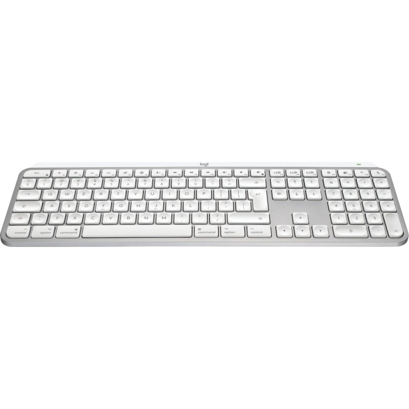Logitech MX Keys S for Mac Belaidė klaviatūra, RF Wireless+Bluetooth, Illuminated, US Int, Pale Grey