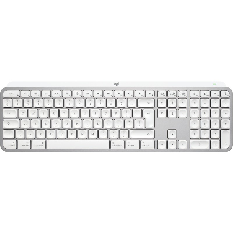 Logitech MX Keys S for Mac Belaidė klaviatūra, RF Wireless+Bluetooth, Illuminated, US Int, Pale Grey