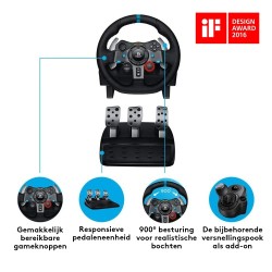 Logitech G29 Driving Force Žaidimų vairas ir pedalai, for PC, PS5, PS4, PS3, Juoda
