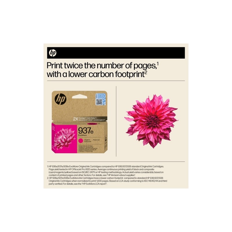 HP 937e EvoMore (4S6W7NE) Rašalinė kasetė, Purpurinė