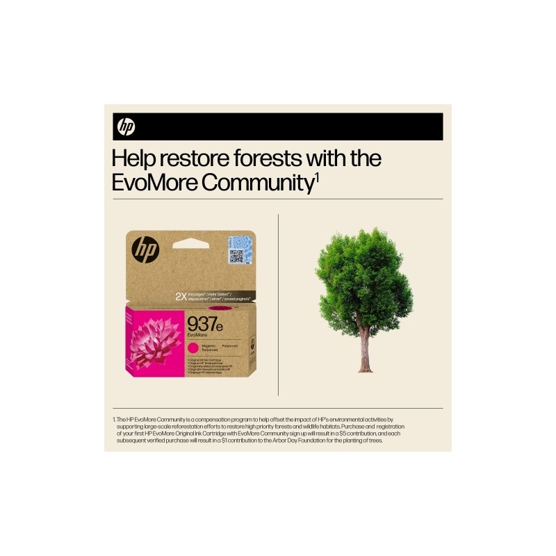 HP 937e EvoMore (4S6W7NE) Rašalinė kasetė, Purpurinė