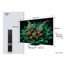 TCL 75C7K Televizorius 75'' 4K UHD 3840x2160, Smart TV, Juoda