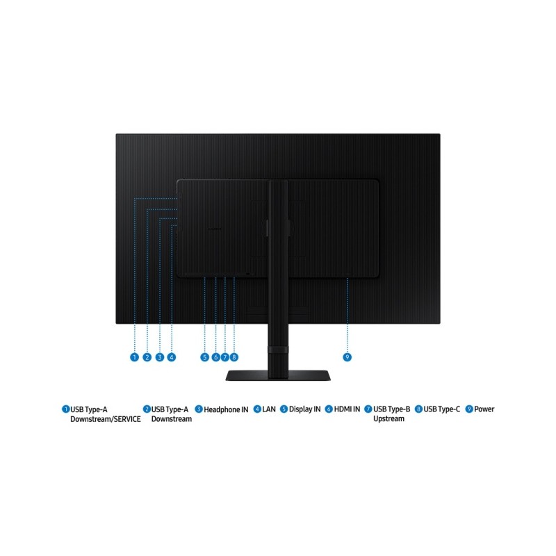 Samsung ViewFinity S8 S32D800UAU Monitorius 32'' VA 4K UHD 3840x2160, 5 ms, 280 cd/m2, 60 Hz, Juoda