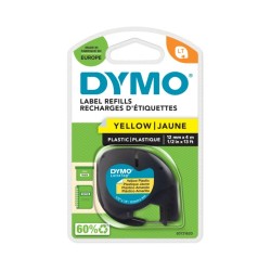 Dymo (S0721620) LetraTag Plastikinė etikečių juostelė, 12mm x 4m, Black on Yellow
