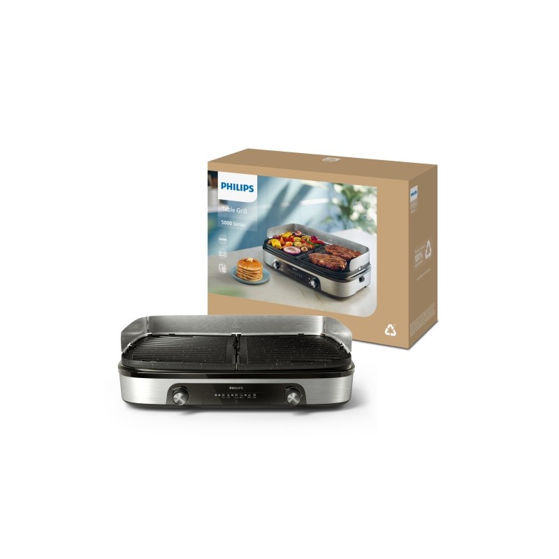 Philips 5000 Series HD6222/90 Elektrinis stalo grilis 2400 W, Juoda/Sidabrinė