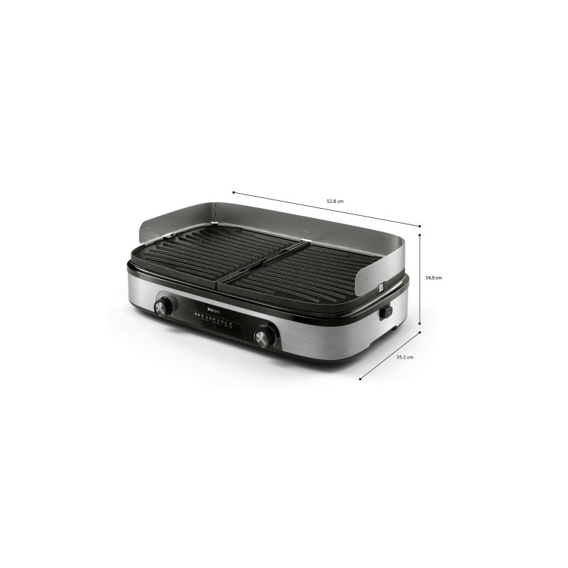 Philips 5000 Series HD6222/90 Elektrinis stalo grilis 2400 W, Juoda/Sidabrinė