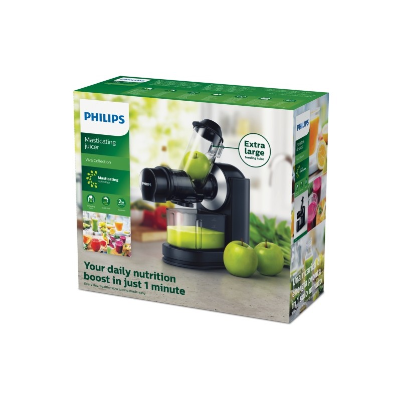 Philips Viva Collection HR1889/70 Lėtaeigė sulčiaspaudė, 150W, Juoda/Sidabrinė
