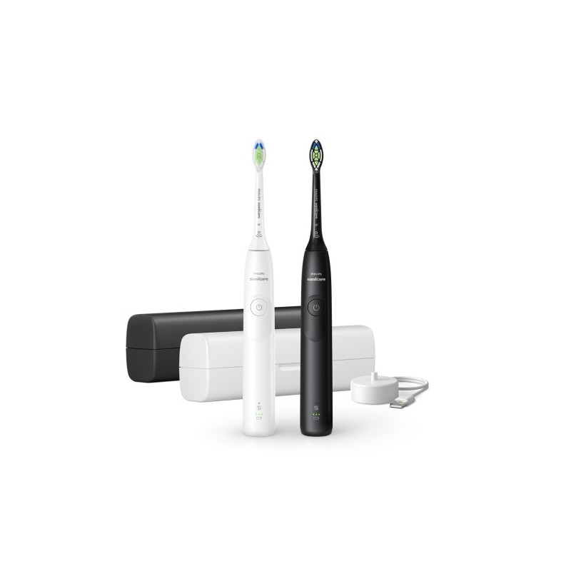 Philips Sonicare 5300 Series HX7109/01 2-pack Elektrinis dantų šepetėlis, Juoda, Balta