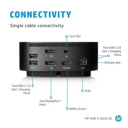 HP USB-C Dock G5 (5TW10AA) Jungčių stotelė, Juoda (SPEC)
