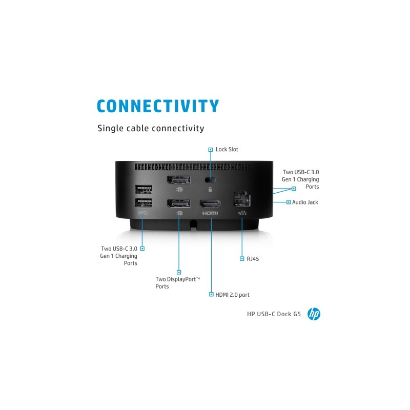 HP USB-C Dock G5 (5TW10AA) Jungčių stotelė, Juoda (SPEC)