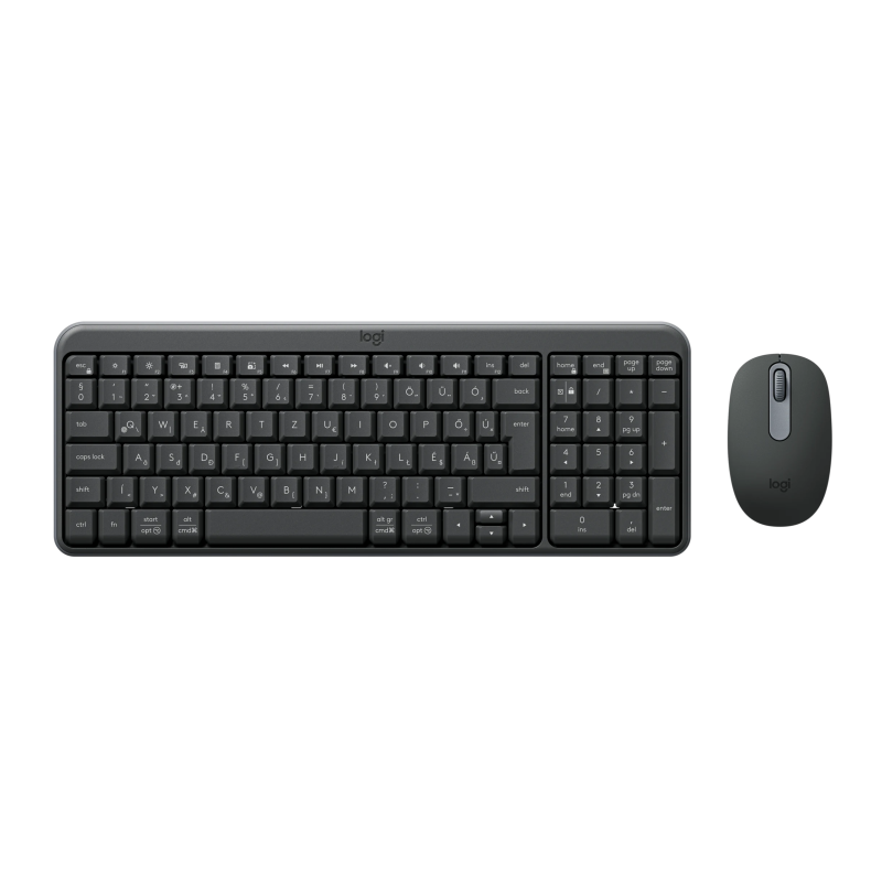 Logitech MK250 Compact Combo Belaidė klaviatūra + Pelė, Bluetooth, US Int, Graphite