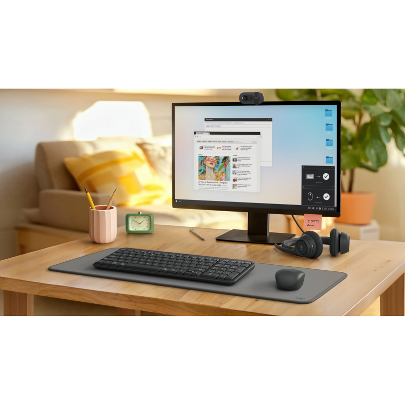 Logitech MK250 Compact Combo Belaidė klaviatūra + Pelė, Bluetooth, US Int, Graphite