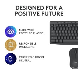 Logitech MK370 Combo for Business Belaidė klaviatūra + Pelė, RF Wireless+Bluetooth, US Int, Graphite