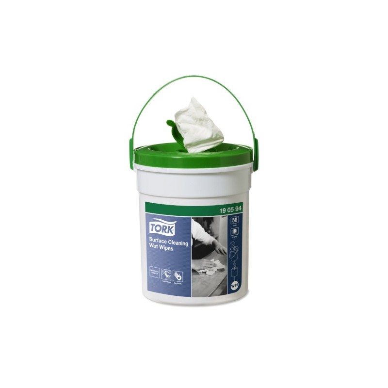 Drėgnos servetėlės paviršiams TORK 190594, kibirėlyje, 58 vnt., 27 x 27 cm, balta