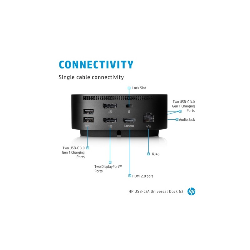 HP USB-C Dock G5 (5TW10AA) Jungčių stotelė, Juoda