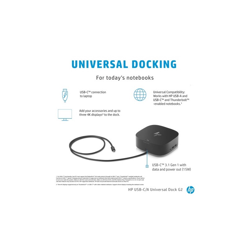 HP USB-C Dock G5 (5TW10AA) Jungčių stotelė, Juoda