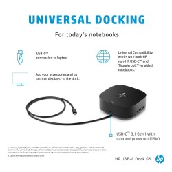 HP USB-C Dock G5 (5TW10AA) Jungčių stotelė, Juoda