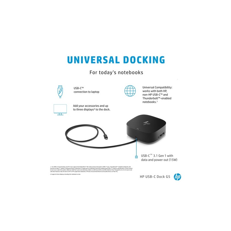 HP USB-C Dock G5 (5TW10AA) Jungčių stotelė, Juoda