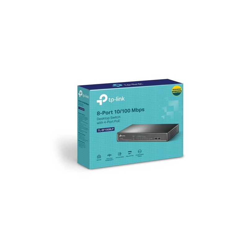 TP-Link TL-SF1008LP 8-Port 10/100Mbps Desktop Šakotuvas su 4-Port PoE