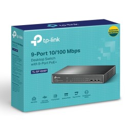 TP-Link TL-SF1009P 9-Port 10/100Mbps Desktop Šakotuvas su 8-Port PoE+