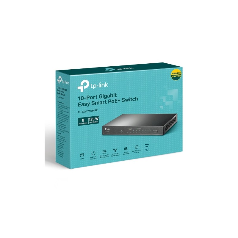 TP-Link TL-SG1210MPE 10-Port Gigabit Easy Smart Šakotuvas su 8-Port PoE+