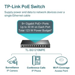 TP-Link TL-SG1210MPE 10-Port Gigabit Easy Smart Šakotuvas su 8-Port PoE+