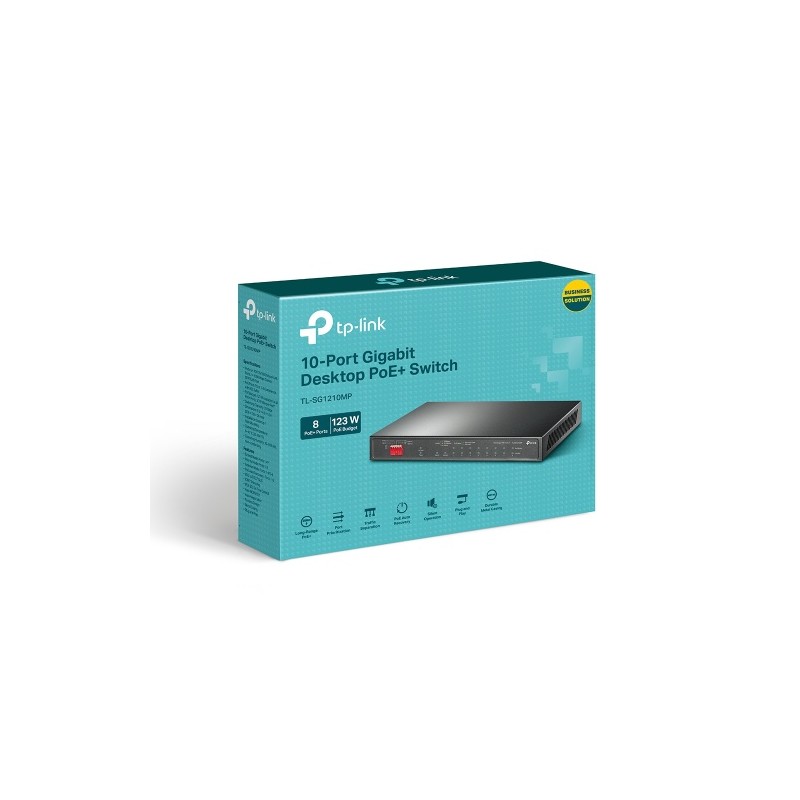 TP-Link TL-SG1210MP 10-Port Gigabit Desktop Šakotuvas su 8-Port PoE+