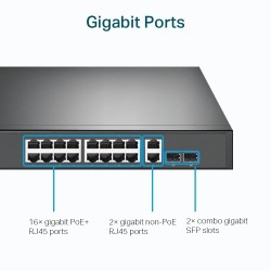 TP-Link TL-SG1218MP 18-Port Gigabit Rackmount Šakotuvas su 16 PoE+