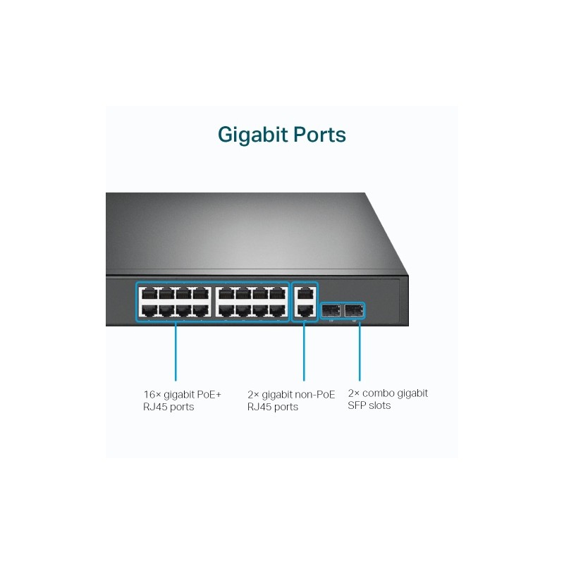 TP-Link TL-SG1218MP 18-Port Gigabit Rackmount Šakotuvas su 16 PoE+