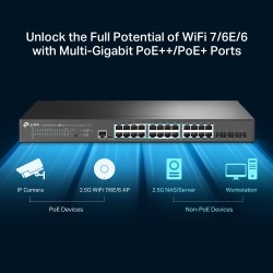 TP-Link TL-SG3428XPP-M2 24-Port 2.5GBASE-T Managed Šakotuvas su 16-Port PoE+, 8-Port PoE++