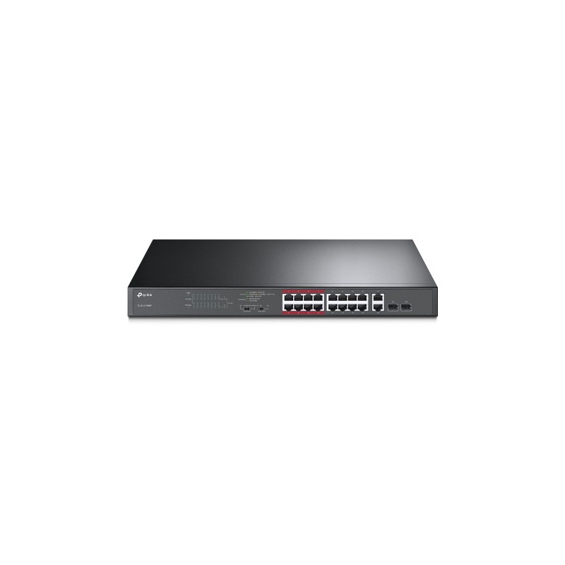 TP-Link TL-SL1218MP 16-Port 10/100Mbps + 2-Port Gigabit Unmanaged PoE Šakotuvas