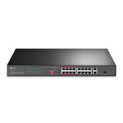 TP-Link TL-SL1218P 16-Port 10/100 Mbps + 2-Port Gigabit Rackmount Šakotuvas su 16-Port PoE+